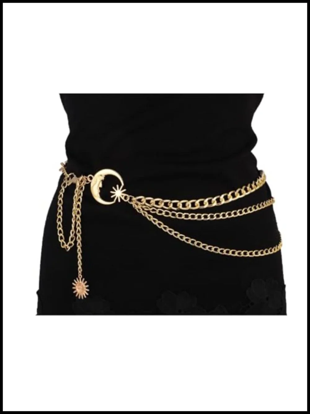 3 Layered Metal Waist Chain Belt Adjustable Body Chain for Dresses Jeans